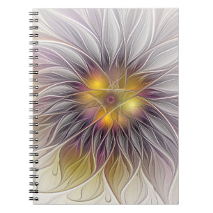 Luminous Colorful Flower, Abstract Modern Fractal Notebook