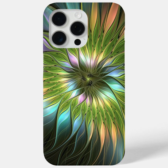 Luminous Colourful Fantasy Flower Fractal Art Case-Mate iPhone Case (Back)