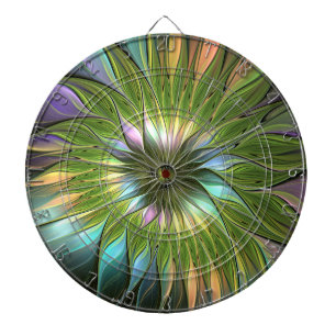 Luminous Colourful Fantasy Flower Fractal Art Dartboard