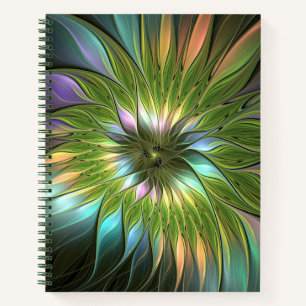 Luminous Colourful Fantasy Flower Fractal Art Notebook