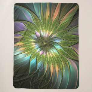 Luminous Colourful Fantasy Flower Fractal Art Sherpa Blanket