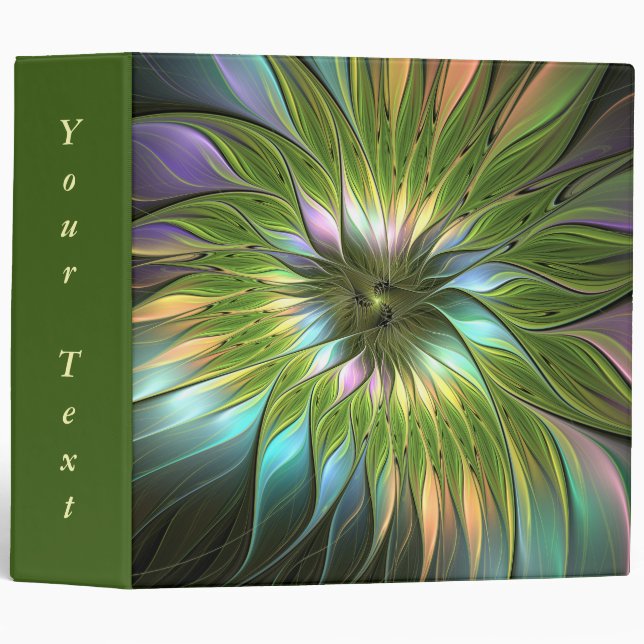Luminous Colourful Fantasy Flower Fractal Art Text Binder (Front/Spine)
