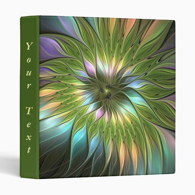 Luminous Colourful Fantasy Flower Fractal Art Text Binder (Front/Spine)