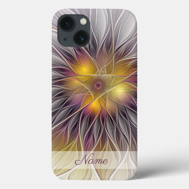 Luminous Colourful Flower, Abstract Fractal Name Case-Mate iPhone Case (Back)