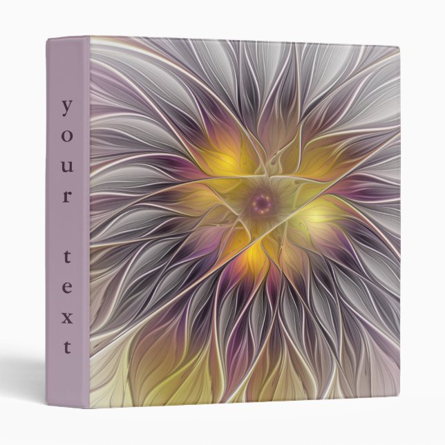 Luminous Colourful Flower, Abstract Fractal Text Binder (Front/Spine)