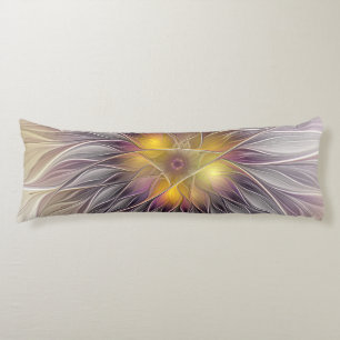 Luminous Colourful Flower, Abstract Modern Fractal Body Pillow