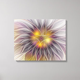 Luminous Colourful Flower, Abstract Modern Fractal Canvas Print