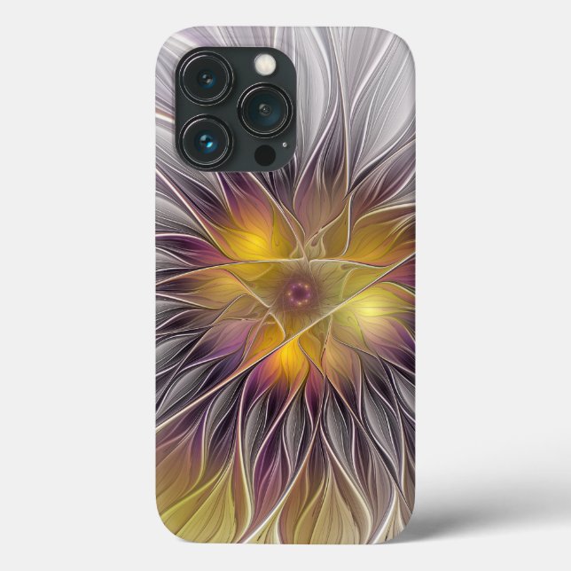 Luminous Colourful Flower, Abstract Modern Fractal Case-Mate iPhone Case (Back)