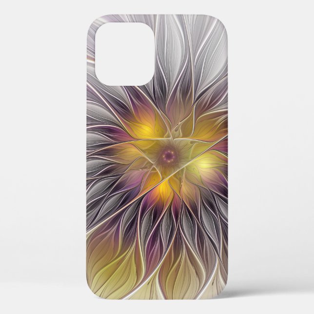 Luminous Colourful Flower, Abstract Modern Fractal Case-Mate iPhone Case (Back)