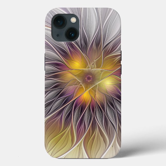 Luminous Colourful Flower, Abstract Modern Fractal Case-Mate iPhone Case (Back)