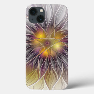 Luminous Colourful Flower, Abstract Modern Fractal iPhone 13 Case