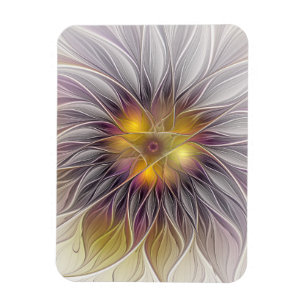 Luminous Colourful Flower, Abstract Modern Fractal Magnet