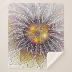 Luminous Colourful Flower, Abstract Modern Fractal Sherpa Blanket