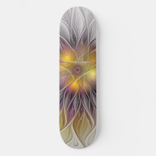 Luminous Colourful Flower, Abstract Modern Fractal Skateboard