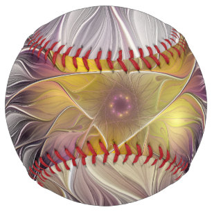 Luminous Colourful Flower, Abstract Modern Fractal Softball