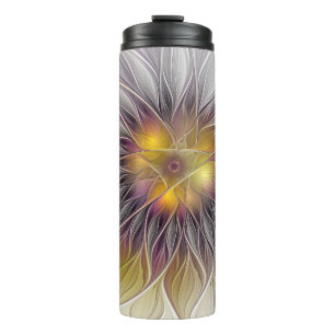 Luminous Colourful Flower, Abstract Modern Fractal Thermal Tumbler