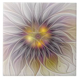 Luminous Colourful Flower, Abstract Modern Fractal Tile