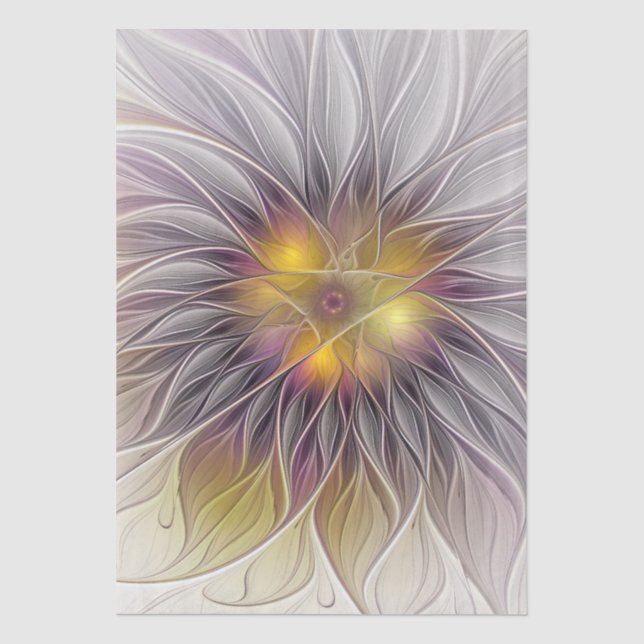 Luminous Colourful Flower, Abstract Modern Fractal Tissue Paper (Front)