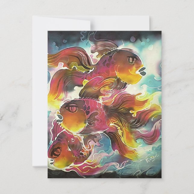 Luminous Colourful Goldfish Silk Art (Front)