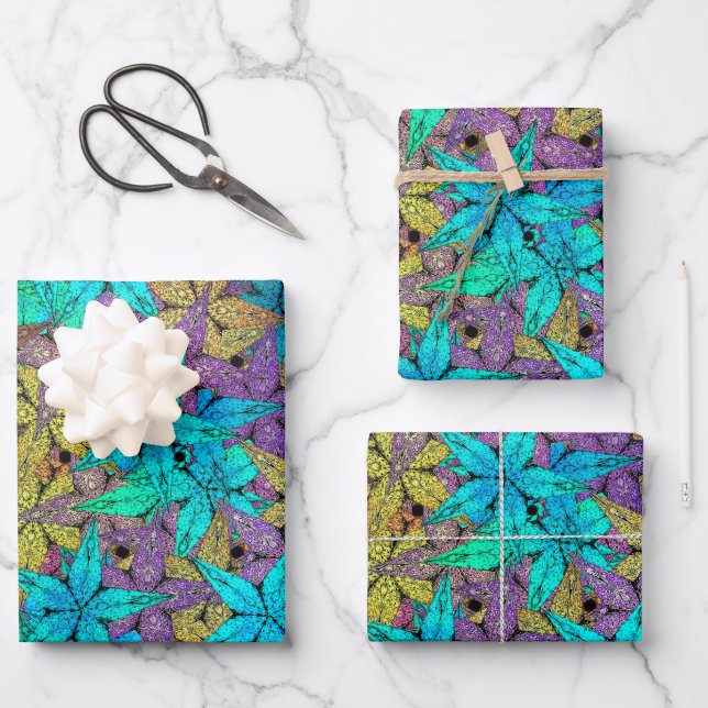 Luminous, colourful stars - stars always fit! wrapping paper sheet (Front)
