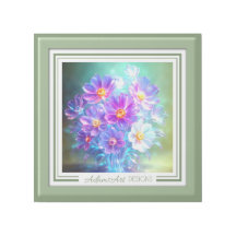 Luminous Cosmos Flowers in Glass Vase