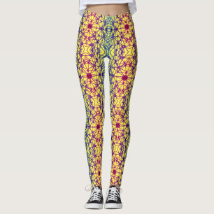 Luminous Cross Lines 01 x4 bw Yellow BG Leggings