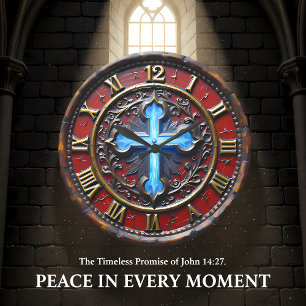 Luminous Cross Ornate Large Clock