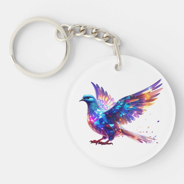 Luminous Crystal Dove Art Print Keychain (Front)