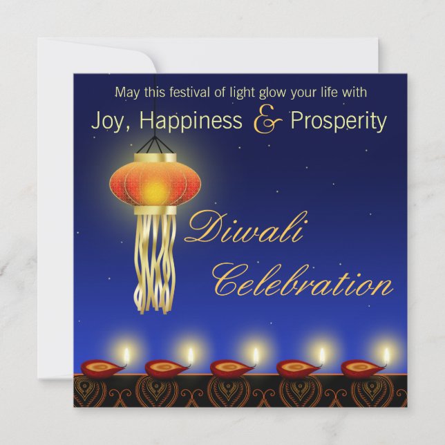 Luminous Diwali Lamp - Festival Invitation (Front)