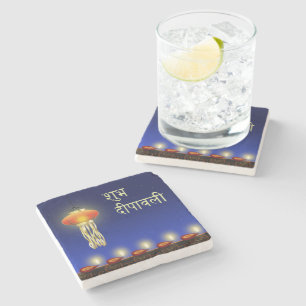 Luminous Diwali Lamp - Marble Stone Coaster