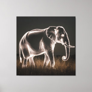 Luminous Elephant Silhouette Canvas Print