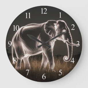Luminous Elephant Silhouette Large Clock