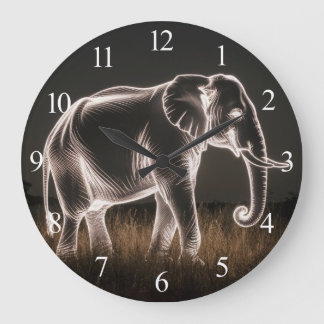 Luminous Elephant Silhouette Large Clock