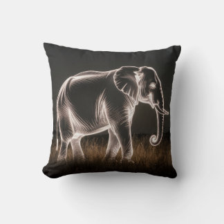 Luminous Elephant Silhouette Throw Pillow