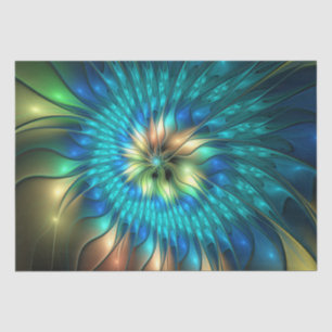Luminous Fantasy Flower, Colorful Abstract Fractal Tissue Paper