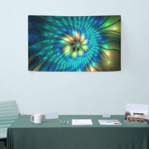 Luminous Fantasy Flower, Colourful Abstract Fracta Banner