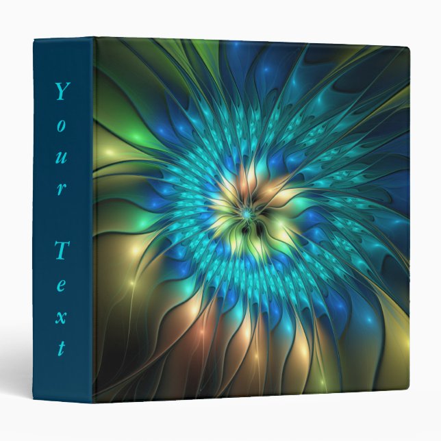 Luminous Fantasy Flower, Colourful Abstract Fracta Binder (Front/Spine)
