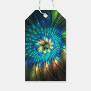 Luminous Fantasy Flower, Colourful Abstract Fracta Gift Tags
