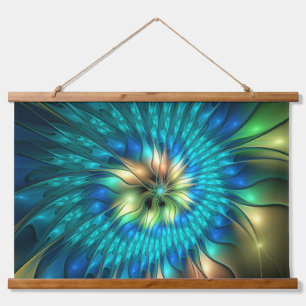 Luminous Fantasy Flower, Colourful Abstract Fracta Hanging Tapestry