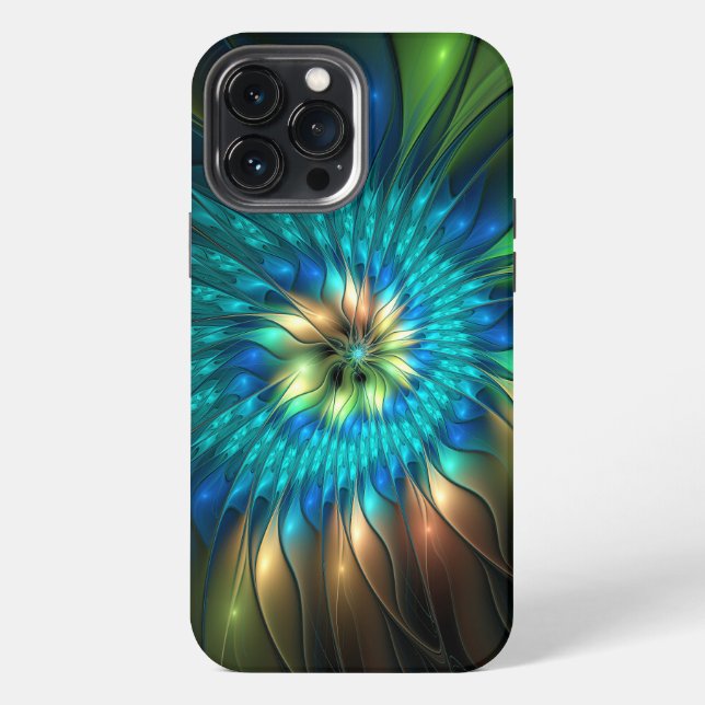 Luminous Fantasy Flower, Colourful Abstract Fracta iPhone Case (Back)
