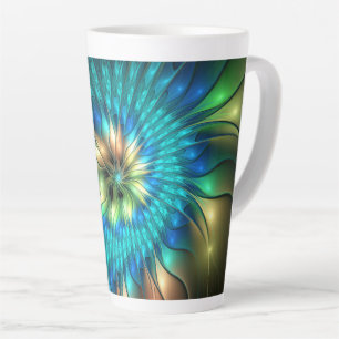 Luminous Fantasy Flower, Colourful Abstract Fracta Latte Mug