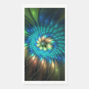 Luminous Fantasy Flower, Colourful Abstract Fracta Napkin