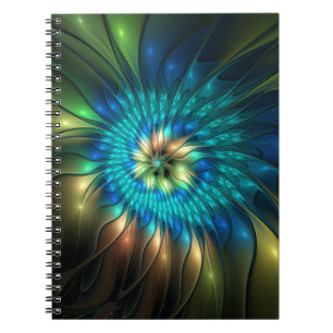 Luminous Fantasy Flower, Colourful Abstract Fracta Notebook