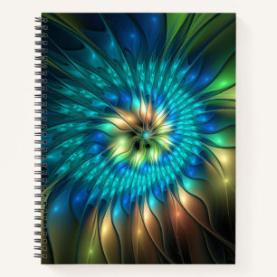 Luminous Fantasy Flower, Colourful Abstract Fracta Notebook