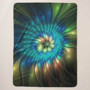 Luminous Fantasy Flower, Colourful Abstract Fracta Sherpa Blanket