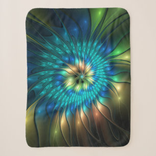 Luminous Fantasy Flower, Colourful Abstract Fracta Sherpa Blanket