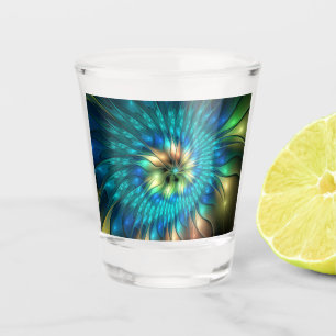 Luminous Fantasy Flower, Colourful Abstract Fracta Shot Glass