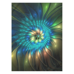 Luminous Fantasy Flower, Colourful Abstract Fracta Tablecloth
