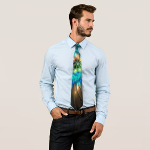 Luminous Fantasy Flower, Colourful Abstract Fracta Tie