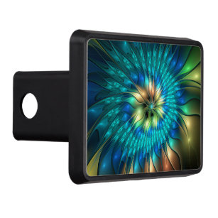 Luminous Fantasy Flower, Colourful Abstract Fracta Trailer Hitch Cover